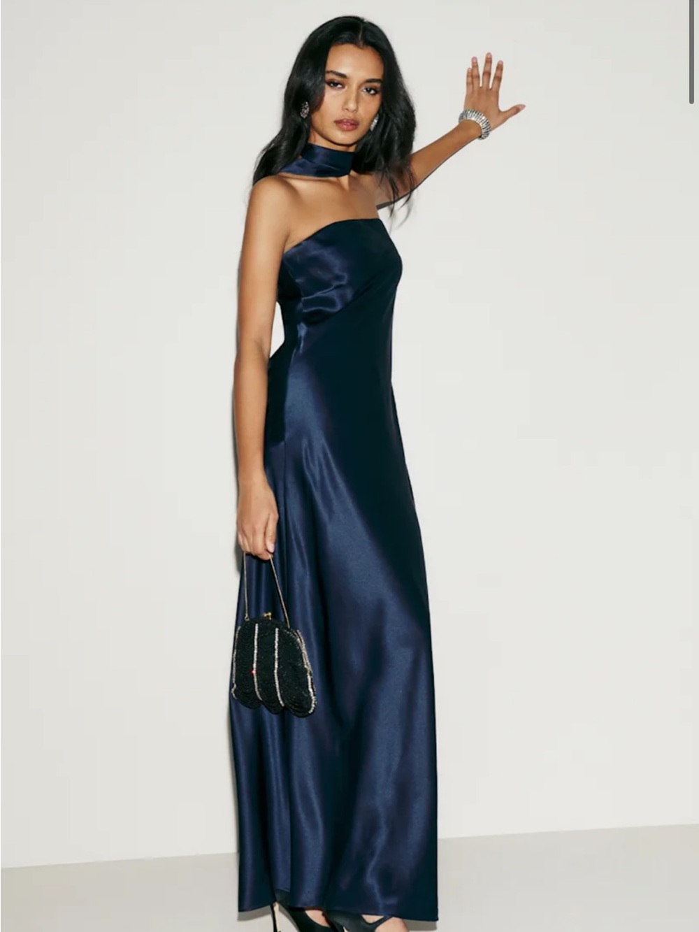 Reformation Oren Silk Dress in Navy | Size XL | Worn Once | Dry Cleaned